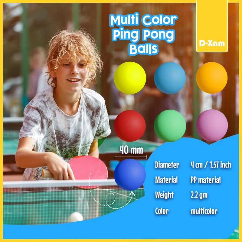 Dexam Multi Color Ping Pong Balls Table Tennis Ball for Games Arts Pong Balls Pack of 50, 30 and More (40mm Size) for Party Pets School Activities Christmas Halloween Colorful Pongs - Image 2